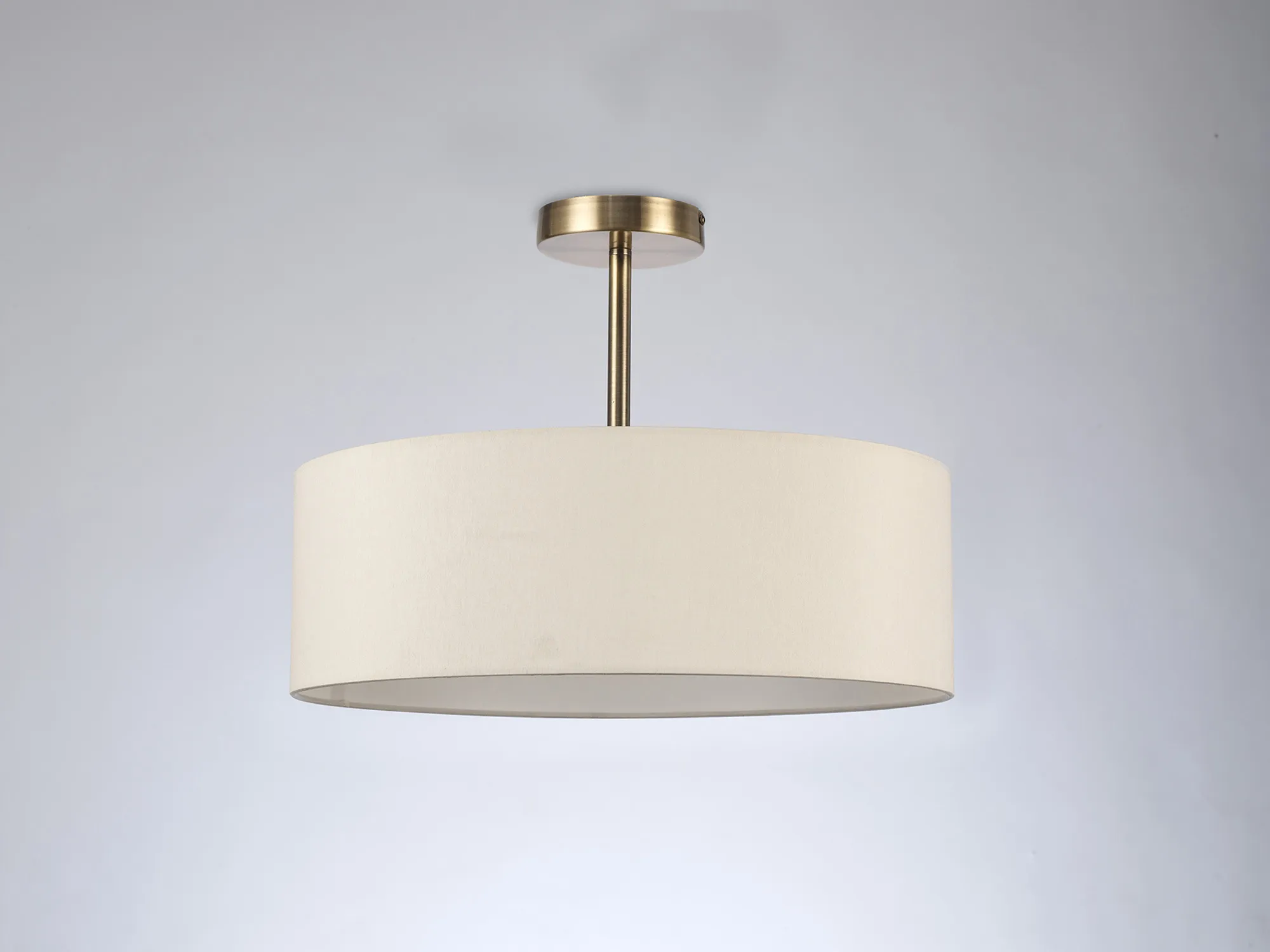 Baymont 45cm Semi Flush 3 Light Antique Brass, Ivory Pearl/White DK0698  Deco Baymont AB IV